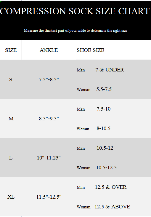 SUMARPO Compression Sock Size Chart