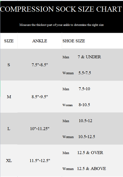 SUMARPO Compression Sock Size Chart