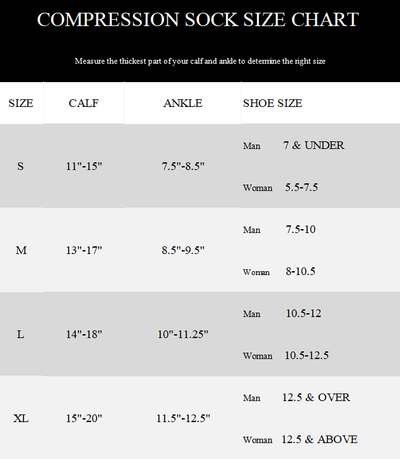 SUMARPO Compression Sock Size Chart